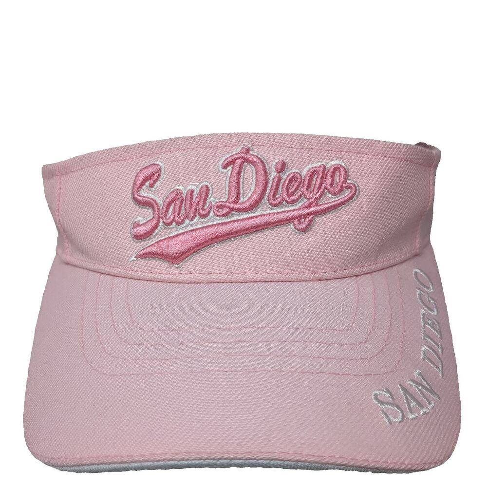 New Star Visor Pink One Size San Diego Embroidered Script Curved Strapback Hat